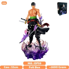 Mô Hình OnePiece Zoro dáng đứng siêu ngầu , base hiệu ứng đẹp - Bản cao cấp -  cao 32cm - nặng 1600gram - Figure OnePiece - Có Hộp màu - N1-K36-T5-S3