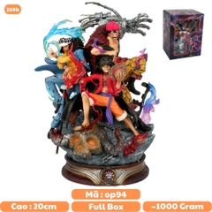 Mô Hình OnePieceBộ ba siêu tân tinh Luffy , LAW , Kid đại chiến pháo đài kaido - Cao 20cm - nặng 1kg , Figure OnePiece - box bìa - N1-K38-T3-S11