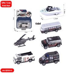 Mô Hình Bộ 6 Xe Oto Cano Trực Thăng hợp kim , tỉ lệ 1:64 - Dài 7.5cm - rộng 3cm - cao 3.4cm- SKU : oto-QZ614-G - ( Vat : 23711-1.56580-1 )