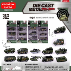 Bộ 3 xe quân sự hợp kim , tỉ lệ 1:64 - SKU : oto-QZ616-A - ( Vat : 003-03-30 )