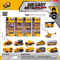 Bộ 3 xe phương tiện công trình xây dựng hợp kim , tỉ lệ 1:64 - Dài 8.7cm - rộng 3.2cm - cao 4.6cm- SKU : oto-QZ616-C - ( Vat : 003-03-30 )