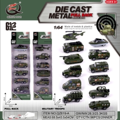 Mô Hình 1 vỉ 6 Xe Quân Sự - Cao 32cm - Ngang 10cm - Vỉ Nhựa SKU : oto-QZ619-A - ( Vat : 003-03-50 )