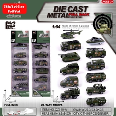 Mô Hình 1 vỉ 6 Xe Quân Sự - Cao 32cm - Ngang 10cm - Vỉ Nhựa SKU : oto-QZ619-A - ( Vat : 003-03-50 )
