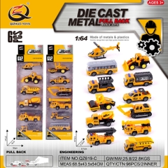 Mô Hình 1 vỉ 6 Xe Công Trình - Cao 32cm - Ngang 10cm - Vỉ Nhựa SKU : oto-QZ619-C - ( Vat : 003-03-50 )