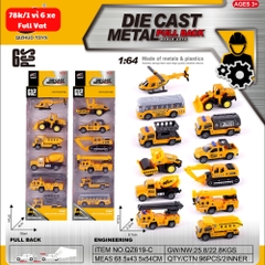 Mô Hình 1 vỉ 6 Xe Công Trình - Cao 32cm - Ngang 10cm - Vỉ Nhựa SKU : oto-QZ619-C - ( Vat : 003-03-50 )