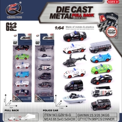 Mô Hình 1 vỉ 6 Xe cảnh sát - Cao 32cm - Ngang 10cm - Vỉ Nhựa SKU : oto-QZ619-G - ( Vat : 003-03-50 )