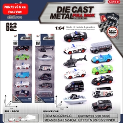 Mô Hình 1 vỉ 6 Xe cảnh sát - Cao 32cm - Ngang 10cm - Vỉ Nhựa SKU : oto-QZ619-G - ( Vat : 003-03-50 )