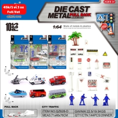 Vỉ Xe Cứu Thương hỗn hợp + tiểu cảnh - SKU : oto-QZ628-D - ( Vat : 003-03-30 )