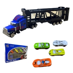 Mô Hình container chở xe hỗn hợp hợp kim , tỉ lệ 1:64 - Dài 29.5cm - rộng 4cm - cao 5cm- SKU : oto-QZ634-B - ( Vat : 003-01-50 ) - T4