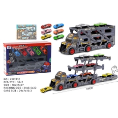 Mô Hình xe container đen xám chở xe - SKU : oto-YM515968 ( VAT 003-01-100 ) K53-T5-S3