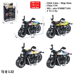 Mô Hình 1 vỉ 2 Xe harley , Tỉ Lệ 1:32 - bánh sau chạy cót - Dài 9cm - rộng 5cm - cao 6cm - nặng : 300gram - FULL BOX : box màu SKU : oto-YM887164  ( VAT 003-08-30 )- K183B3 - K55-T4-S7