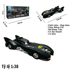 Mô Hình Xe batman 1:38 có hộp meca trừng bày - Hợp kim có thể mở cửa - bánh sau chạy cót - Có tiếng - đèn pha sáng - Dài 14cm - rộng 5.5cm - cao 4cm - nặng : 200gram - FULL BOX : lót xốp , không hộp màu  : oto120 - K68-T4-S7