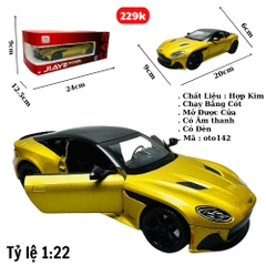 Mô Hình Xe aston martin vàng 1:22 Hợp kim có thể mở cửa - bánh sau chạy cót - Có tiếng - đèn pha sáng - Dài 20cm - rộng 9cm - cao 6cm - nặng ~ 1000gram - FULL BOX : box màu SKU : oto142 -( Vat : 003-99 )- K66-T3-S1