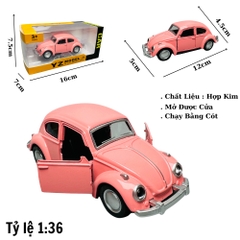 Mô Hình xe volkswagen hồng tỉ lệ 1:36 Hợp kim có thể mở cửa - bánh sau chạy cót - Dài 12cm - rộng 5cm - cao 4.5cm nặng : 200gram - FULL BOX : box màu SKU : oto187