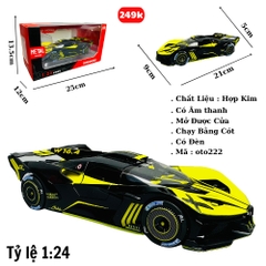 Mô Hình Xe bugati màu vàng đen 1:24 Hợp kim - Có tiếng - đèn pha sáng - Dài 21cm - rộng 9cm - cao 5cm - nặng ~ 800gram - FULL BOX : box màu SKU : oto222 - (VAT: 003-01-180)