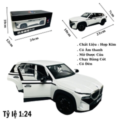 Mô Hình xe bmw trắng 1:24 Hợp kim - Có tiếng - đèn pha sáng - Chạy cót - Dài 22cm - rộng 9cm - cao 7cm - nặng ~ 1000gram - FULL BOX : box màu SKU : oto256 - ( VAT : 003-01-180 ) - K68-T5-S3