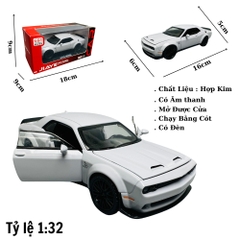 Mô Hình xe mustang trắng 1:32 Hợp kim - Có tiếng - đèn pha sáng - Dài 15cm - rộng 7cm - cao 4cm - nặng ~ 500gram - FULL BOX : box màu SKU : oto260 -( Vat : 003-95 )- K69-T3-S9