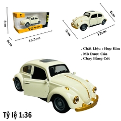 Mô Hình xe volkswagen trắng lé cam - tỉ lệ 1:36 Hợp kim có thể mở cửa - bánh sau chạy cót - Dài 12cm - rộng 5cm - cao 4cm - nặng : 200gram - FULL BOX : box màu - SKU : oto262 - K66-T1-S3