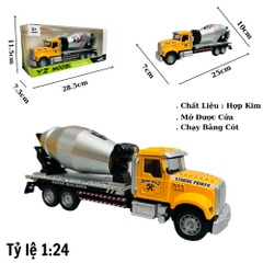 Mô Hình xe trộn bê tông tỉ lệ 1:24 Hợp kim có thể mở cửa - bánh sau chạy cót - Dài 25cm - rộng 7cm - cao 10cm - nặng : 500gram - FULL BOX : box màu SKU : oto270