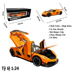 Mô Hình xe koenigsegg cam tỉ lệ 1:24 Hợp kim có thể mở cửa - bánh sau chạy cót - Dài 21cm - rộng 10cm - cao 5cm - nặng : 800gram - FULL BOX : box màu SKU : oto280 - (VAT: 003-01-180) - K64-T5-S5