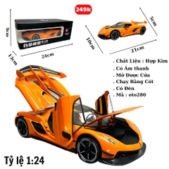 Mô Hình xe koenigsegg cam tỉ lệ 1:24 Hợp kim có thể mở cửa - bánh sau chạy cót - Dài 21cm - rộng 10cm - cao 5cm - nặng : 800gram - FULL BOX : box màu SKU : oto280 - (VAT: 003-01-180) - K64-T5-S5