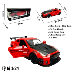 Mô Hình Nissan xe đua đỏ tỉ lệ 1:24 Hợp kim có thể mở cửa - bánh sau chạy cót - Dài 20.5cm - rộng 9cm - cao 6cm - nặng : 1000gram - FULL BOX : box màu SKU : oto285 - K66-T5-S5