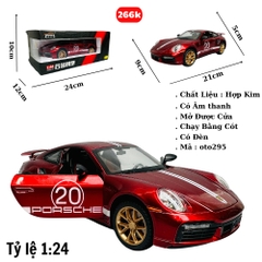 Mô Hình xe poscher đỏ tỉ lệ 1:24 Hợp kim có thể mở cửa - bánh sau chạy cót - Dài 21cm - rộng 9cm - cao 5cm - nặng : 1000gram - FULL BOX : box màu SKU : oto295 - (VAT: 003-01-180) - K64-T4-S8
