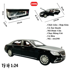 Mô Hình xe mẹc maybach đen xám tỉ lệ 1:24 Hợp kim có thể mở cửa - bánh sau chạy cót - Dài 21cm - rộng 9cm - cao 5cm - nặng : 1000gram - FULL BOX : box màu SKU : oto298 - (VAT: 003-01-180) - K63-T3-S3