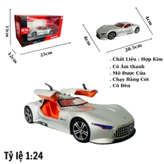 Mô Hình xe mẹc xám tỉ lệ 1:24 Hợp kim có thể mở cửa - bánh sau chạy cót - Dài 20.5cm - rộng 8cm - cao 4cm - nặng : 800gram - FULL BOX : box màu SKU : oto324 - (VAT: 003-01-150) -