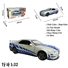 Mô Hình xe nissan trắng kẻ xanh tỉ lệ 1:32 Hợp kim có thể mở cửa - bánh sau chạy cót - Dài 15cm - rộng 7cm - cao 5cm - nặng : 500gram - FULL BOX : box màu SKU : oto330 - (VAT: 003-01-100) - K63-T4-S8