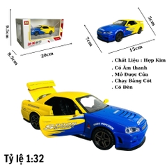 Mô Hình xe nissan xanh vàng tỉ lệ 1:32 Hợp kim có thể mở cửa - bánh sau chạy cót - Dài 15cm - rộng 7cm - cao 5cm - nặng : 500gram - FULL BOX : box màu SKU : oto331 - ( VAT : 003-01-100 ) - K69-T3-S11