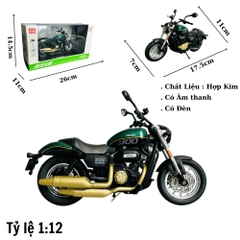 Mô Hình xe máy shan300 1:12 đen Hợp kim - Có tiếng - đèn pha sáng - Dài 17.5cm - rộng 7cm - cao 11cm - nặng ~ 800gram - FULL BOX : box màu SKU : oto335 -( VAT : DC004 )