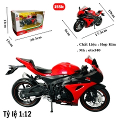Mô Hình xe máy gsx đỏ đen 1:12 Hợp kim - Dài 17.5cm - rộng 6cm - cao 10cm - nặng ~ 700gram - FULL BOX : box màu SKU : oto340 - ( Vat : 003-95 )- K66-T4-S1