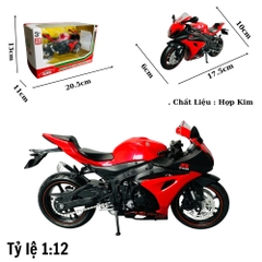 Mô Hình xe máy gsx đỏ đen 1:12 Hợp kim - Dài 17.5cm - rộng 6cm - cao 10cm - nặng ~ 700gram - FULL BOX : box màu SKU : oto340 - n3-k7-t5-s2