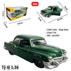 Mô Hình xe cổ xanh lá mạ mới tỉ lệ 1:36 Hợp kim có thể mở cửa - bánh sau chạy cót - Dài 11cm - rộng 5cm - cao 4cm - nặng : 500gram - FULL BOX : box màu SKU : oto344 -( VAT : 003-01-35 ) - K70-T1-S3