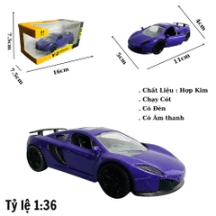 Mô Hình xe mclaren tím mới tỉ lệ 1:36 Hợp kim có thể mở cửa - bánh sau chạy cót - Dài 11cm - rộng 5cm - cao 4cm - nặng : 500gram - FULL BOX : box màu SKU : oto353 - N3-K11-T2-S3