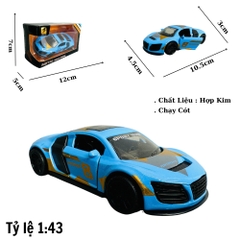 Mô Hình xe Audi xanh họa tiết tỉ lệ 1:43 Hợp kim có thể mở cửa - bánh sau chạy cót - Dài 10cm - cao 3cm - nặng 200gram - Figure Oto - FULL BOX : box màu - SKU : oto363 số 17
