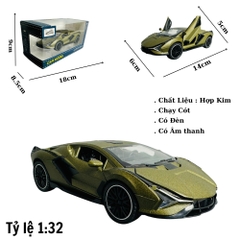Mô Hình xe Lambor rêu thẫm sian tỉ lệ 1:32 Hợp kim có thể mở cửa - bánh sau chạy cót - Dài 14cm - rộng 6cm - cao 5cm - nặng : 500gram - FULL BOX : box màu SKU : oto366 n3-k2-t3-s4