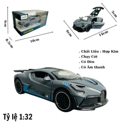 Mô Hình xe Bugati xám tỉ lệ 1:32 Hợp kim có thể mở cửa - bánh sau chạy cót - Dài 14cm - rộng 6cm - cao 5cm - nặng : 500gram - FULL BOX : box màu SKU : oto368