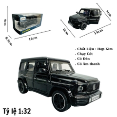 Mô Hình xe g63 đen tỉ lệ 1:32 Hợp kim có thể mở cửa - bánh sau chạy cót - Dài 14cm - rộng 6cm - cao 5cm - nặng : 500gram - FULL BOX : box màu SKU : oto374 -