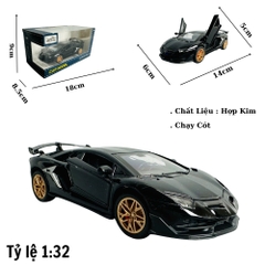 Mô Hình xe Lambor đen bánh vàng tỉ lệ 1:32 Hợp kim có thể mở cửa - bánh sau chạy cót - Dài 14cm - rộng 6cm - cao 5cm - nặng : 500gram - FULL BOX : box màu SKU : oto379 -