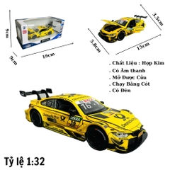 Mô Hình xe BMW đua vàng tỉ lệ 1:32 Hợp kim có thể mở cửa - bánh sau chạy cót - Dài 15cm - cao 3.5cm - nặng 500gram - Figure Oto - FULL BOX : box màu - SKU : oto387 - (VAT: 003-01-150)