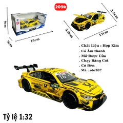 Mô Hình xe BMW đua vàng tỉ lệ 1:32 Hợp kim có thể mở cửa - bánh sau chạy cót - Dài 15cm - cao 3.5cm - nặng 500gram - Figure Oto - FULL BOX : box màu - SKU : oto387 - (VAT: 003-01-150) - K67-T3-S11