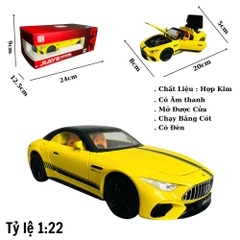 Mô Hình xe mẹc vàng tỉ lệ 1:22 Hợp kim có thể mở cửa - bánh sau chạy cót - Dài 20cm - cao 5cm - nặng 800gram - Figure Oto - FULL BOX : box màu - SKU : oto388