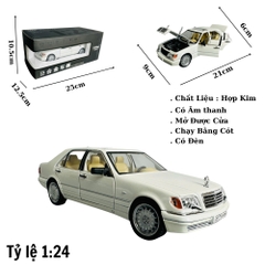 Mô Hình xe mẹc trắng tỉ lệ 1:24 Hợp kim có thể mở cửa - bánh sau chạy cót - Dài 21cm - cao 6cm - nặng 800gram - Figure Oto - FULL BOX : box màu - SKU : oto390 - n3-k7-t4-s4