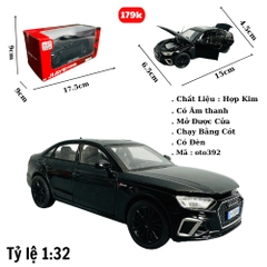 Mô Hình xe audi đen tỉ lệ 1:32 Hợp kim có thể mở cửa - bánh sau chạy cót - Dài 15cm - cao 4.5cm - nặng 600gram - Figure Oto - FULL BOX : box màu - SKU : oto392 -( VAT : 003-95 )- K63-T4-S9