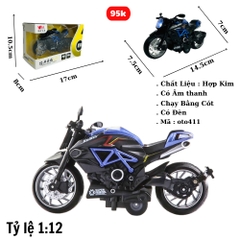 Mô Hình xe Motor Kaiser đen xanh tỉ lệ 1:12 Hợp kim có thể mở cửa - bánh sau chạy cót - Dài 14.5cm - cao 7cm - nặng 500gram - Figure Oto - FULL BOX : box màu - SKU : oto411 -( Vat : DC007 )-  K66-T4-S8