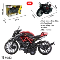 Mô Hình xe Motor Kaiser đen đỏ 1:12 Hợp kim có thể mở cửa - bánh sau chạy cót - Dài 14.5cm - cao 7cm - nặng 500gram - Figure Oto - FULL BOX : box màu - SKU : oto412 - ( Vat : DC007 )- K66-T4-S7