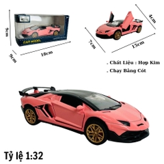 Mô Hình xe Lambogini hồng 1:32 Hợp kim có thể mở cửa - bánh sau chạy cót - Dài 15cm - cao 4cm - nặng 500gram - Figure Oto - FULL BOX : box màu - SKU : oto413 -