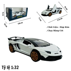Mô Hình xe Lambogini trắng 1:32 Hợp kim có thể mở cửa - bánh sau chạy cót - Dài 15cm - cao 4cm - nặng 500gram - Figure Oto - FULL BOX : box màu - SKU : oto414 -